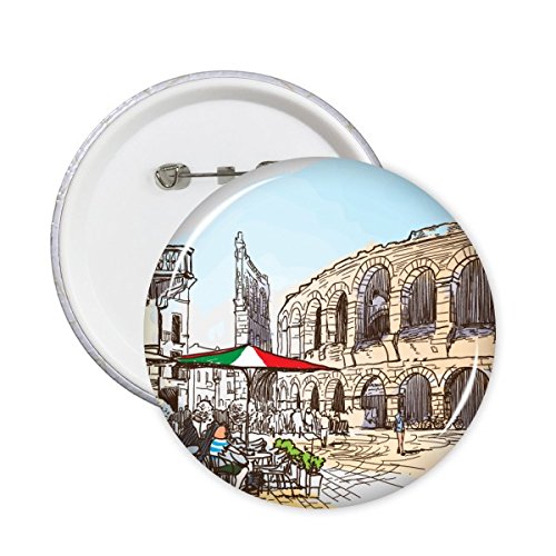 DIYthinker Patrón Italia Coliseo Arquitectura famoso nacional ejemplo de la ronda Insignia del Pin 5 x Botón S