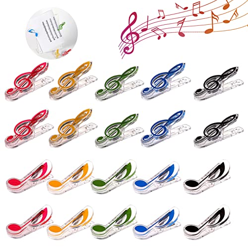 20Pcs Libro Nota Clip de Plástico,Clip de Nota Musical,Clips de Música,para Partituras de Libros de Música,Libros,Notas, Papel(5 Colores,2 estilos)